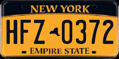 NY license plate HFZ0372