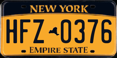 NY license plate HFZ0376
