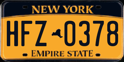 NY license plate HFZ0378