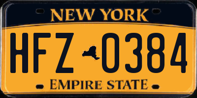 NY license plate HFZ0384