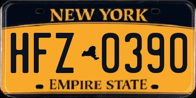 NY license plate HFZ0390