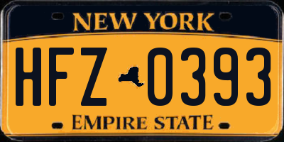 NY license plate HFZ0393