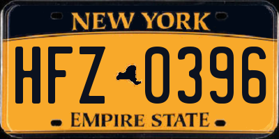 NY license plate HFZ0396