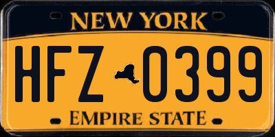NY license plate HFZ0399
