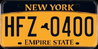 NY license plate HFZ0400