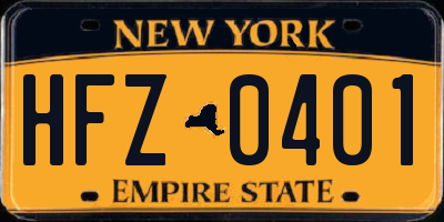 NY license plate HFZ0401