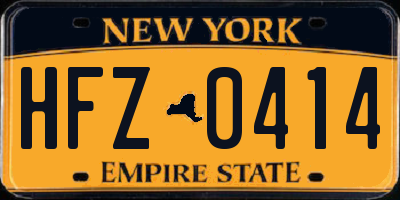 NY license plate HFZ0414