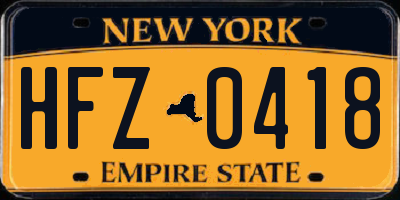 NY license plate HFZ0418