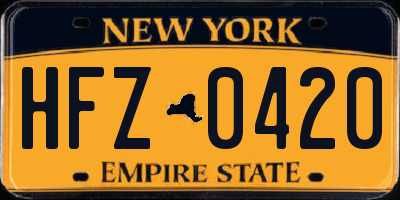 NY license plate HFZ0420