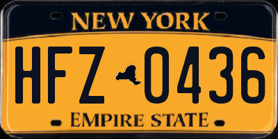 NY license plate HFZ0436