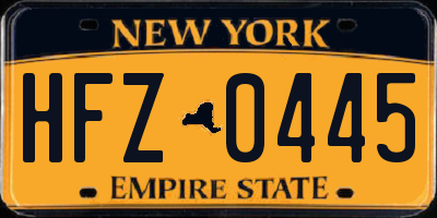 NY license plate HFZ0445