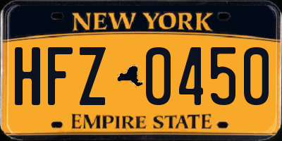 NY license plate HFZ0450