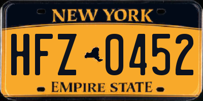 NY license plate HFZ0452