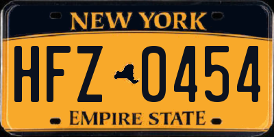 NY license plate HFZ0454