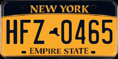 NY license plate HFZ0465