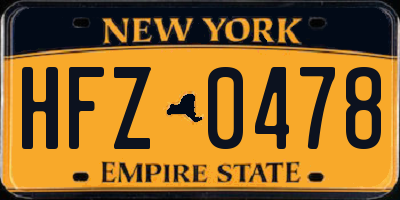 NY license plate HFZ0478
