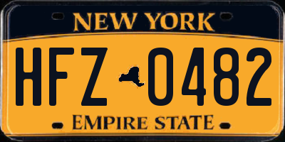 NY license plate HFZ0482