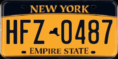 NY license plate HFZ0487