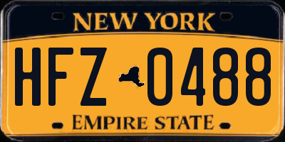 NY license plate HFZ0488