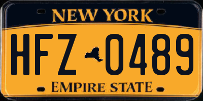 NY license plate HFZ0489