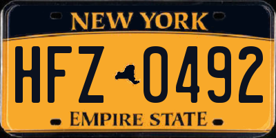 NY license plate HFZ0492