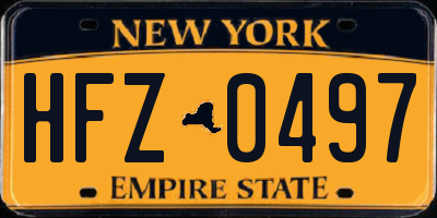 NY license plate HFZ0497