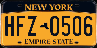 NY license plate HFZ0506