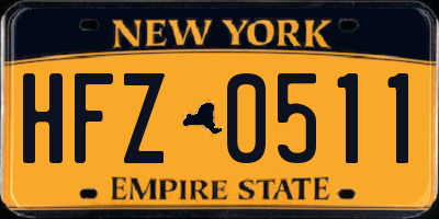 NY license plate HFZ0511