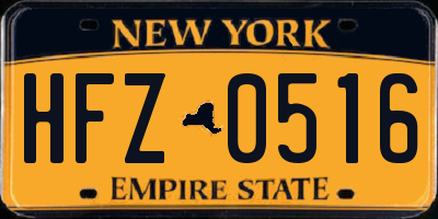 NY license plate HFZ0516