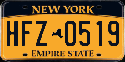NY license plate HFZ0519