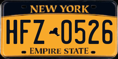 NY license plate HFZ0526
