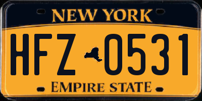 NY license plate HFZ0531