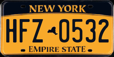 NY license plate HFZ0532