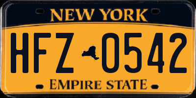 NY license plate HFZ0542