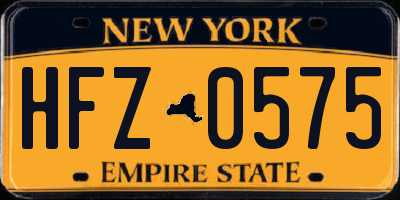NY license plate HFZ0575