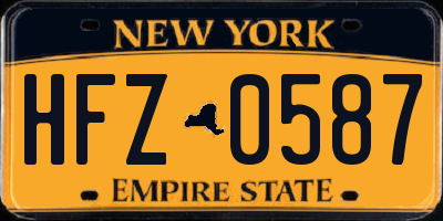 NY license plate HFZ0587