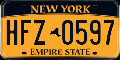 NY license plate HFZ0597