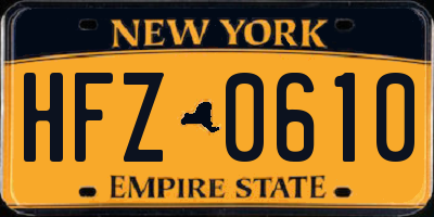 NY license plate HFZ0610
