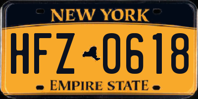 NY license plate HFZ0618