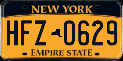 NY license plate HFZ0629