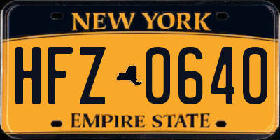NY license plate HFZ0640