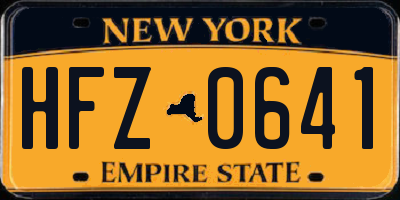 NY license plate HFZ0641