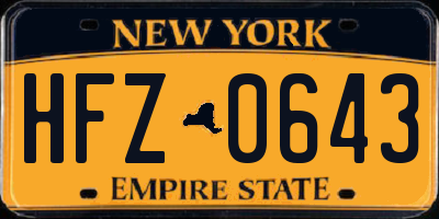 NY license plate HFZ0643