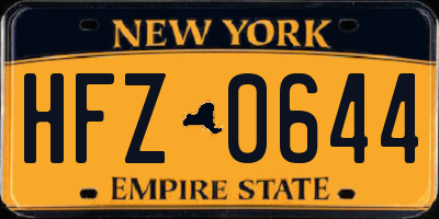 NY license plate HFZ0644