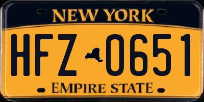 NY license plate HFZ0651