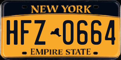 NY license plate HFZ0664