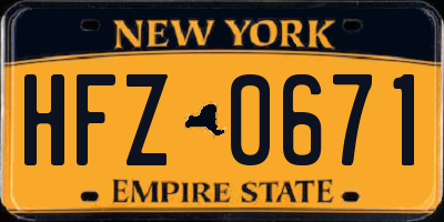 NY license plate HFZ0671