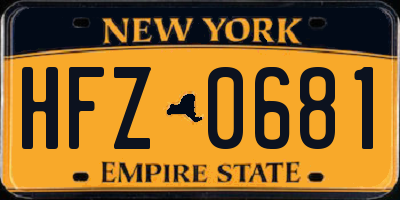 NY license plate HFZ0681