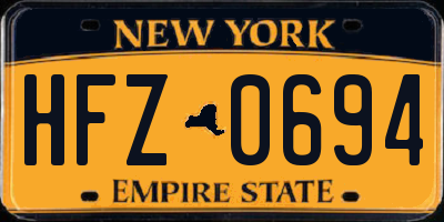 NY license plate HFZ0694