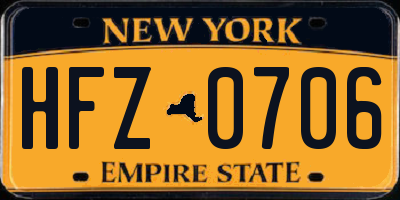 NY license plate HFZ0706